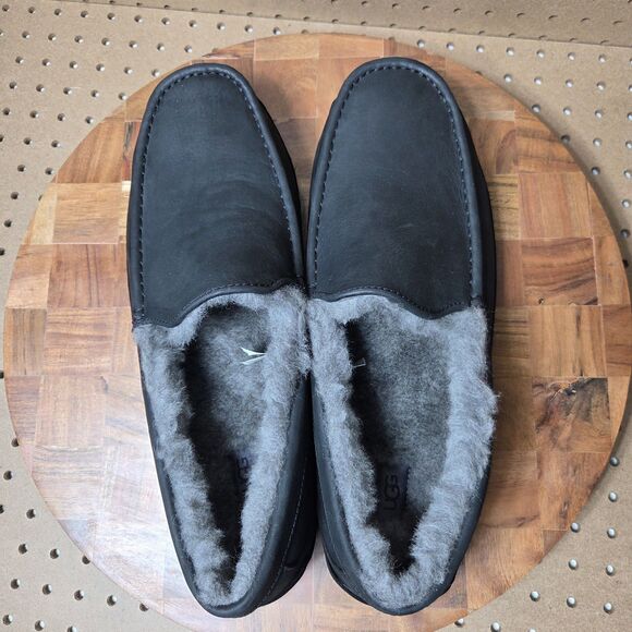 UGG ASCOT BLACK LEATHER SHEARLING LINED MOCCASIN SHOE US 17/ EU 51/ UK 16 main image 11